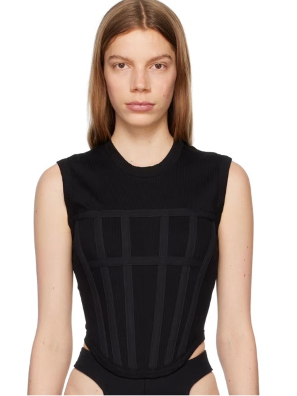 Dion Lee Black Corset Tank Top Boning Bodice Sleeveless Top